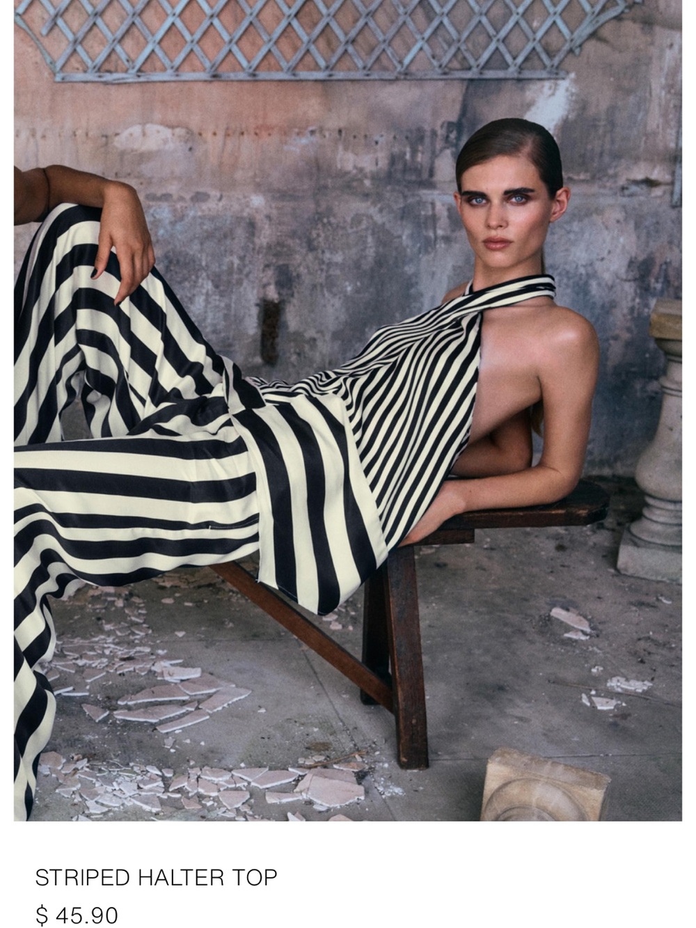 Zara Black & Cream Wide Leg Striped Pant